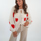 LUCKY DEAL 1224 Heart Knit Bow Jacket Cremebeige - vom Umtausch ausgeschlossen -