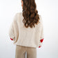 LUCKY DEAL 1224 Heart Knit Bow Jacket Cremebeige - vom Umtausch ausgeschlossen -