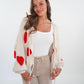 LUCKY DEAL 1224 Heart Knit Bow Jacket Cremebeige - vom Umtausch ausgeschlossen -