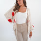 LUCKY DEAL 1224 Heart Knit Bow Jacket Cremebeige - vom Umtausch ausgeschlossen -