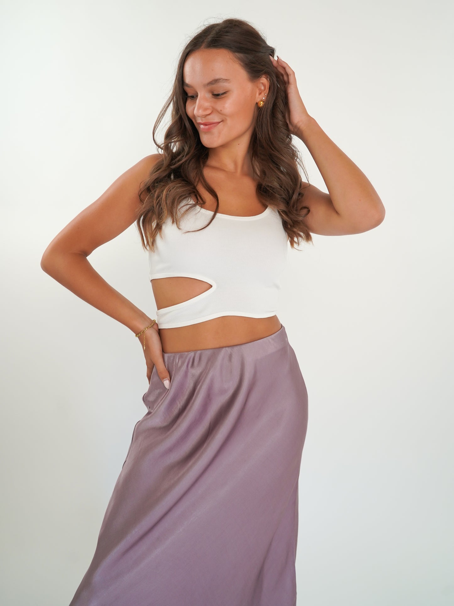 Silky Sleek Midirock - Mauve