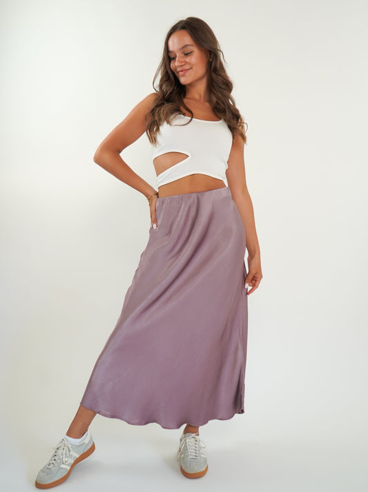 Silky Sleek Midirock - Mauve