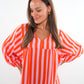 Musselin Midikleid Lotta Stripes - Rosa/Orange