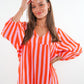 Musselin Midikleid Lotta Stripes - Rosa/Orange