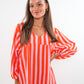 Musselin Midikleid Lotta Stripes - Rosa/Orange