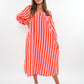 Musselin Midikleid Lotta Stripes - Rosa/Orange