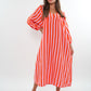 Musselin Midikleid Lotta Stripes - Rosa/Orange