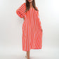 Musselin Midikleid Lotta Stripes - Rosa/Orange