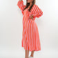 Musselin Midikleid Lotta Stripes - Rosa/Orange