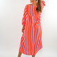 Musselin Midikleid Lotta Stripes - Rosa/Orange