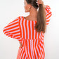 Musselin Midikleid Lotta Stripes - Rosa/Orange