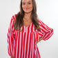 Musselin Midikleid Lotta Stripes - Rosa/Rot