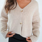 Strickjacke Paula Langarm - Creme mit Taupe