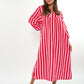 Musselin Midikleid Lotta Stripes - Rosa/Rot