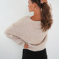 Strickjacke Paula Langarm - Creme mit Taupe