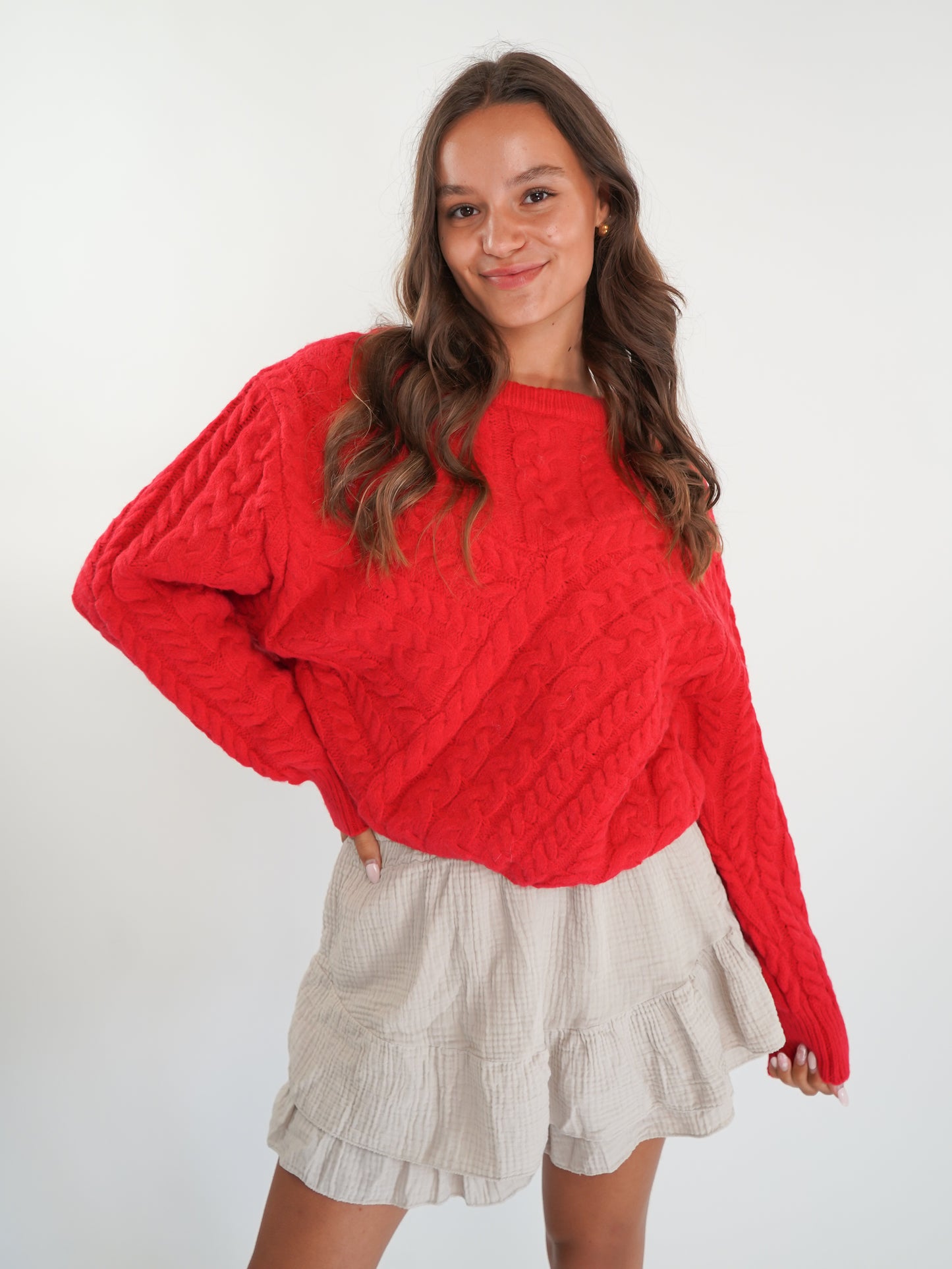 Braided Sweater Carlotta - Rot