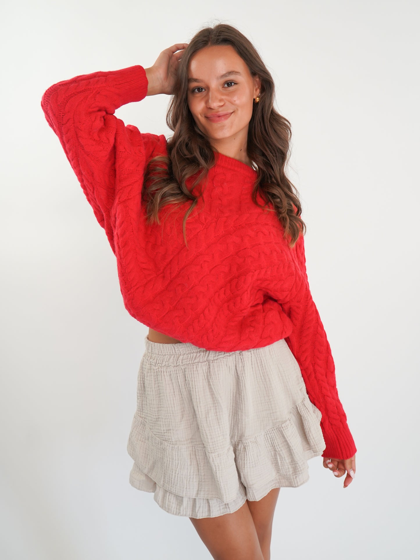 Braided Sweater Carlotta - Rot