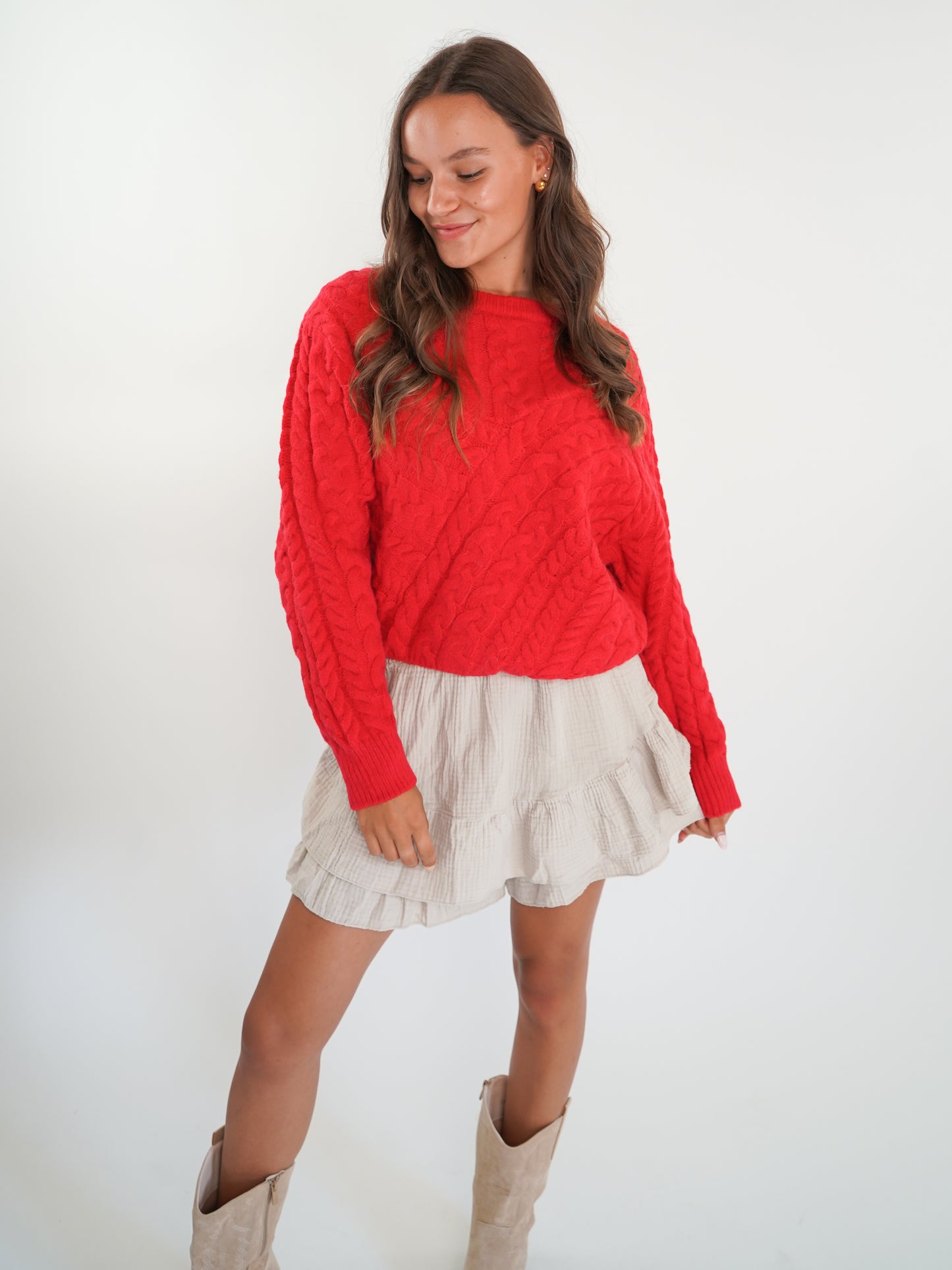 Braided Sweater Carlotta - Rot