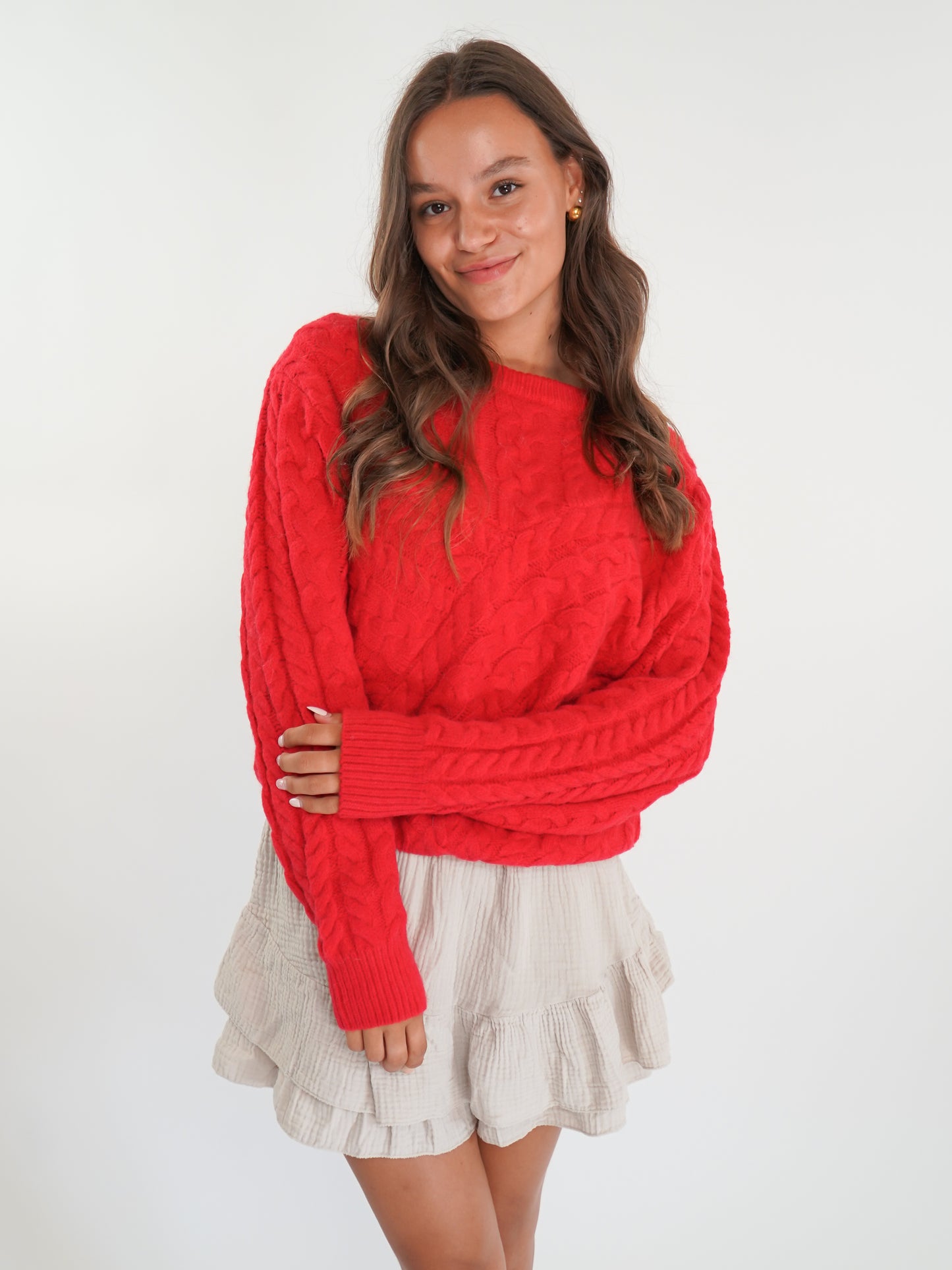 Braided Sweater Carlotta - Rot