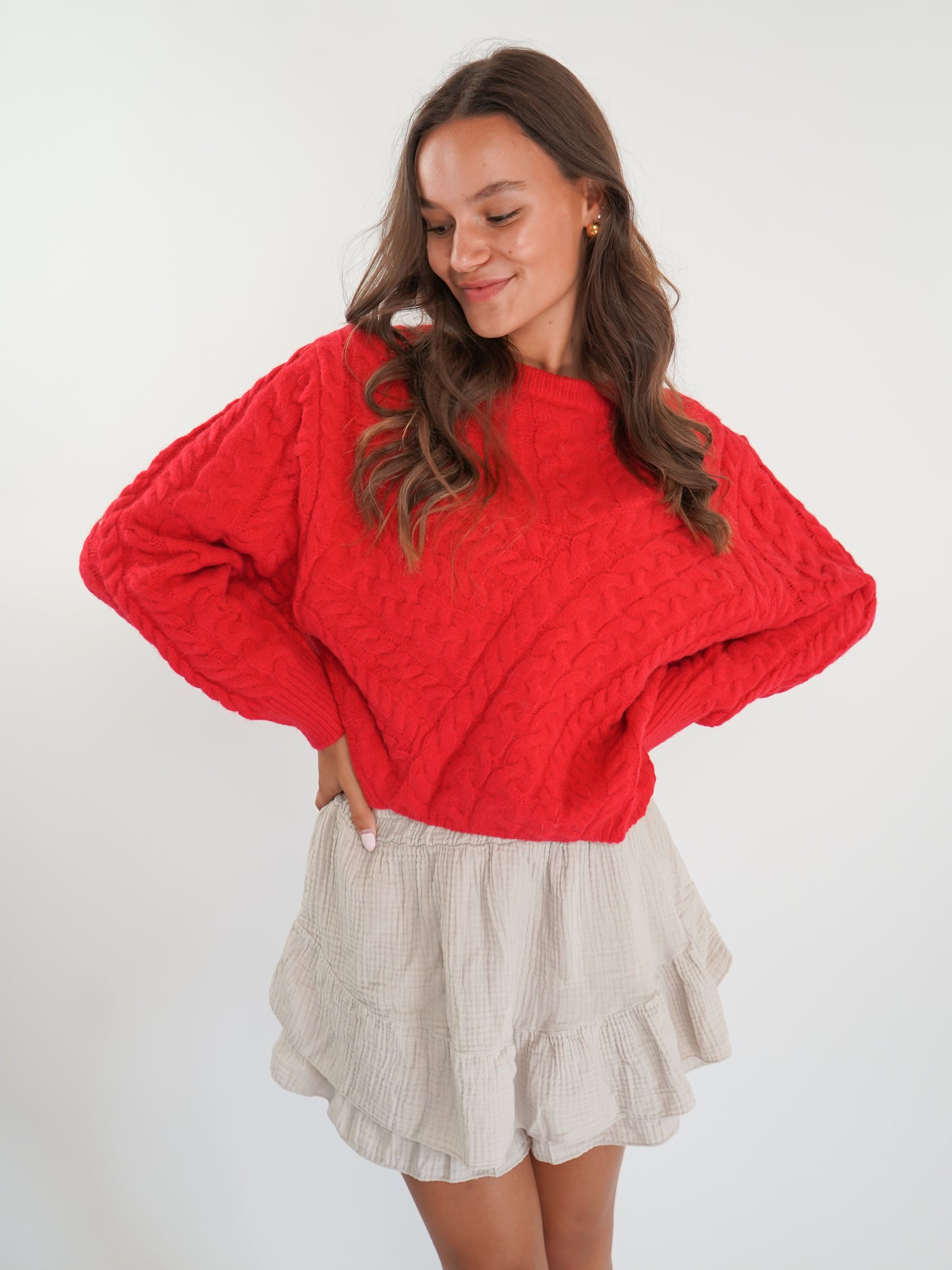 Braided Sweater Carlotta - Rot