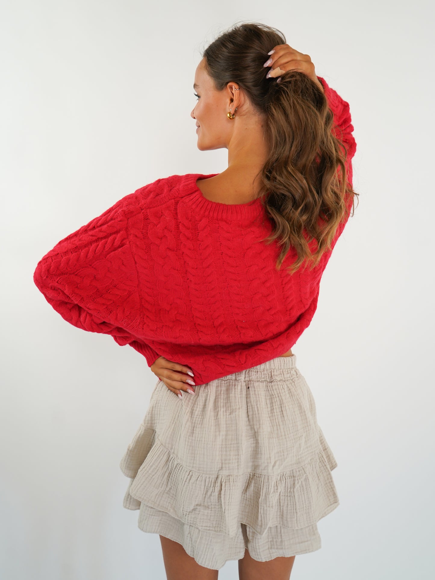 Braided Sweater Carlotta - Rot