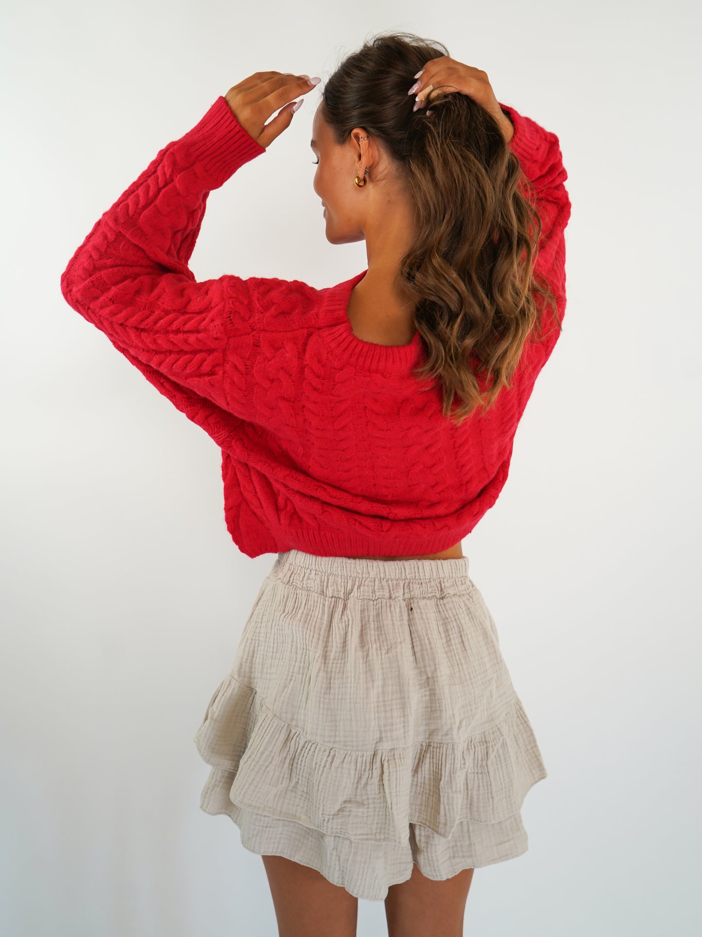 Braided Sweater Carlotta - Rot