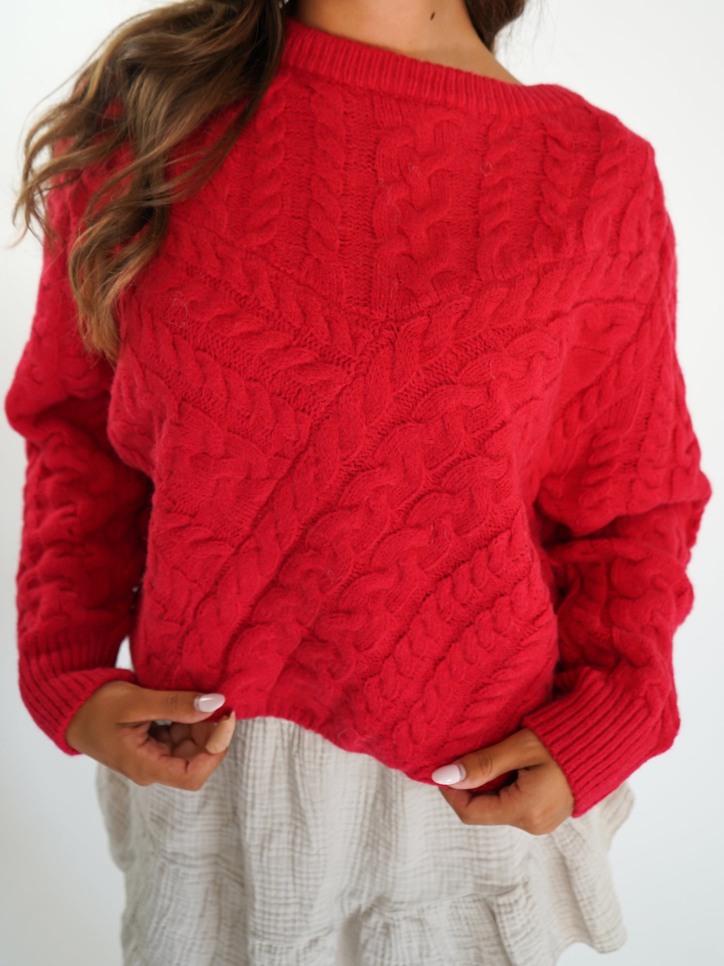 Braided Sweater Carlotta - Rot