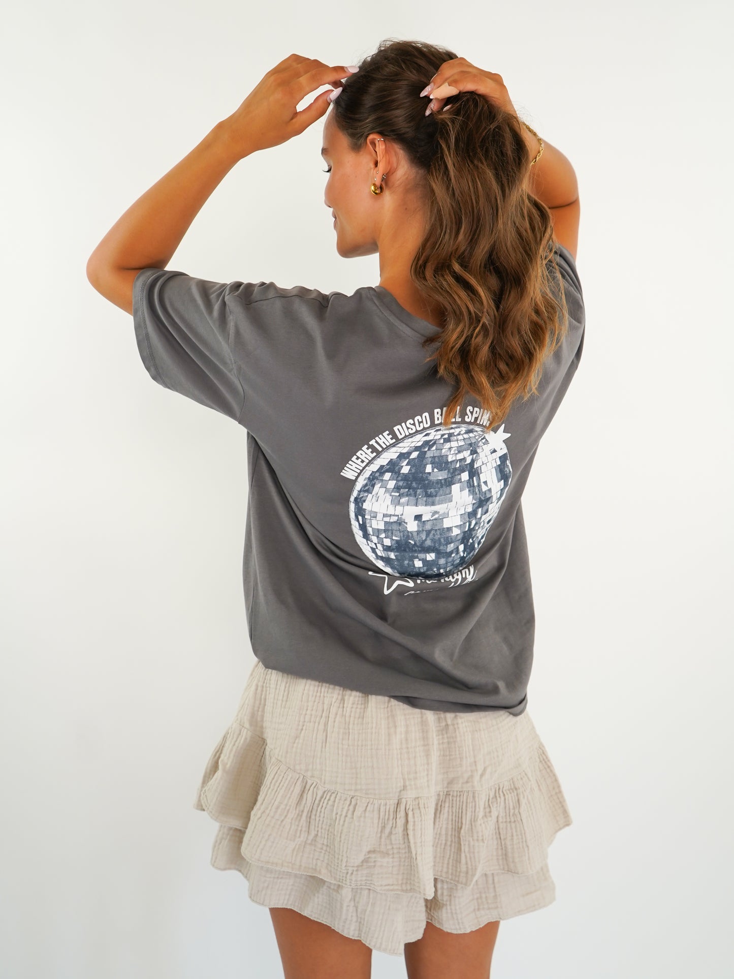 Disco Ball Backprint T-Shirt - Dunkelgrau