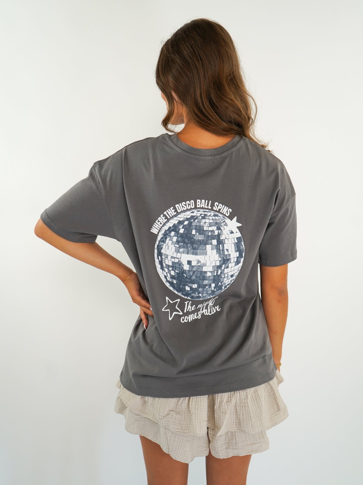 Disco Ball Backprint T-Shirt - Dunkelgrau