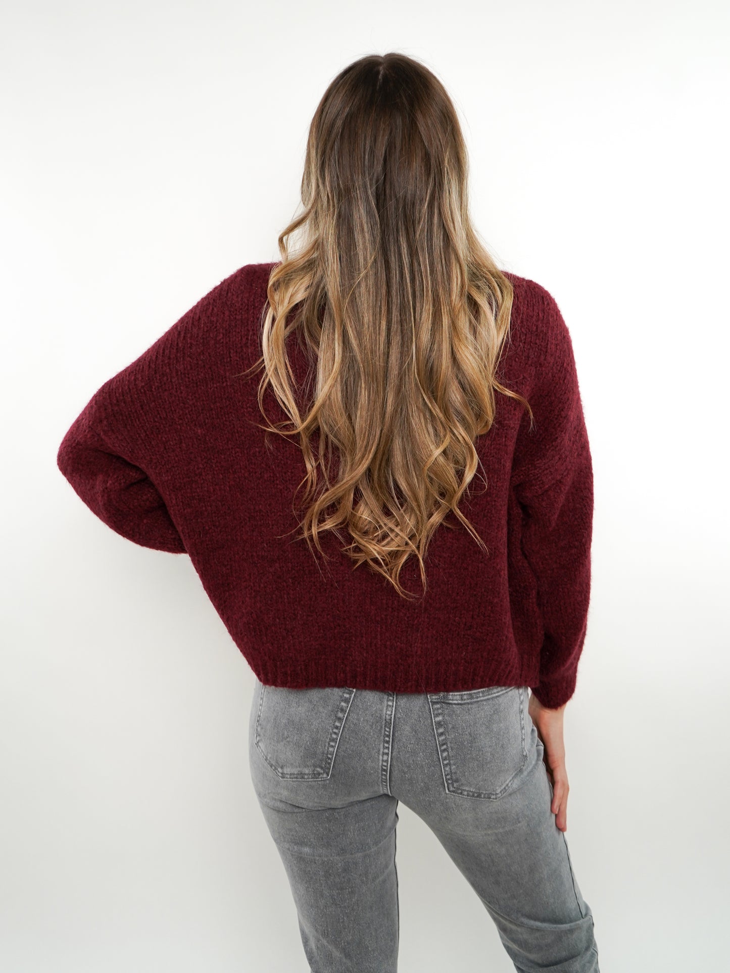 Zopfmuster Strickjacke Alexa - Bordeaux