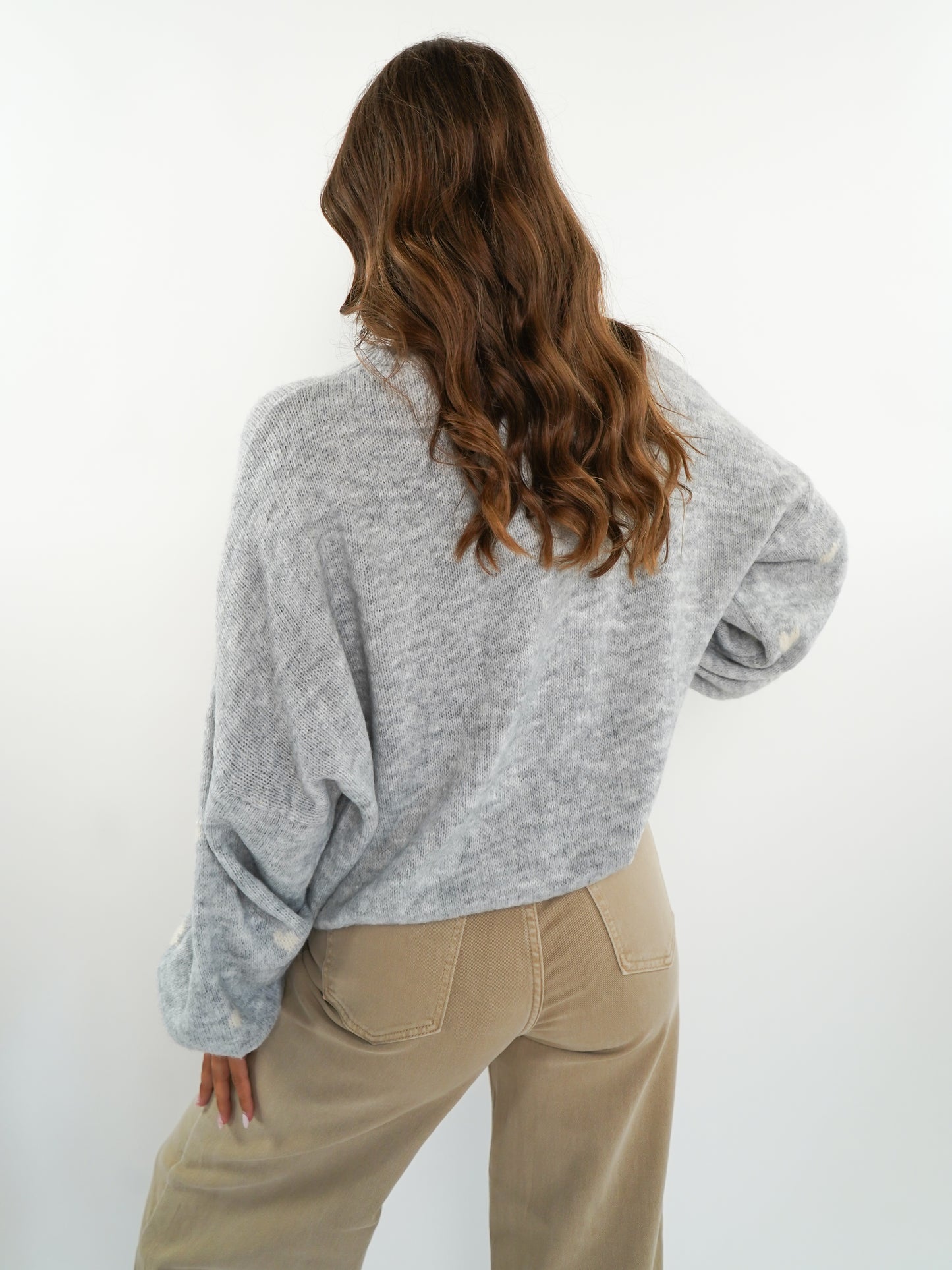 Strick Sweater Herz - Grau