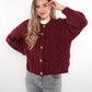 Zopfmuster Strickjacke Alexa - Bordeaux