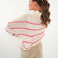 Strickjacke Luna Stripes - Creme