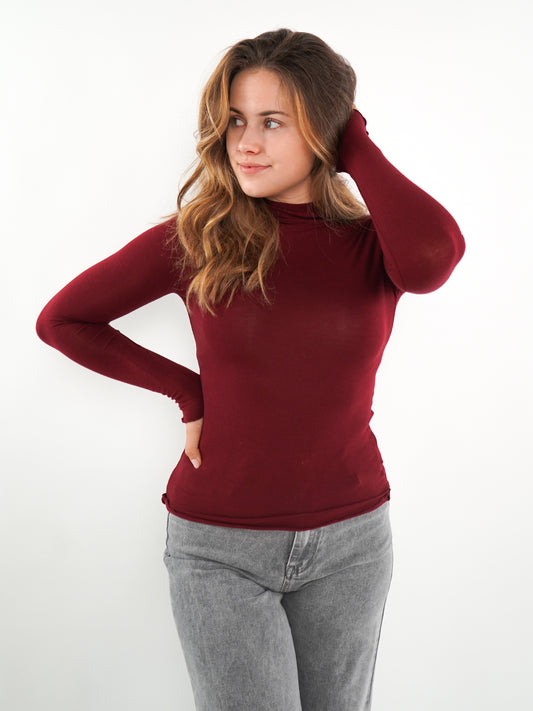 Essential Seamless high-neck Longsleeve - Dark Berry