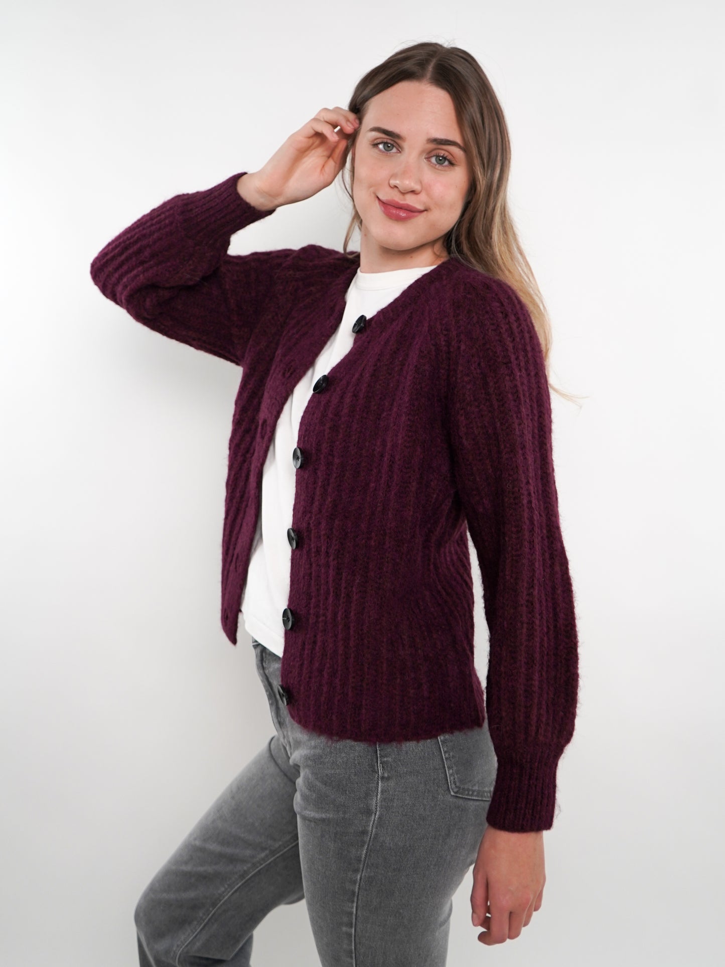 Strickjacke Ylva - Bordeaux