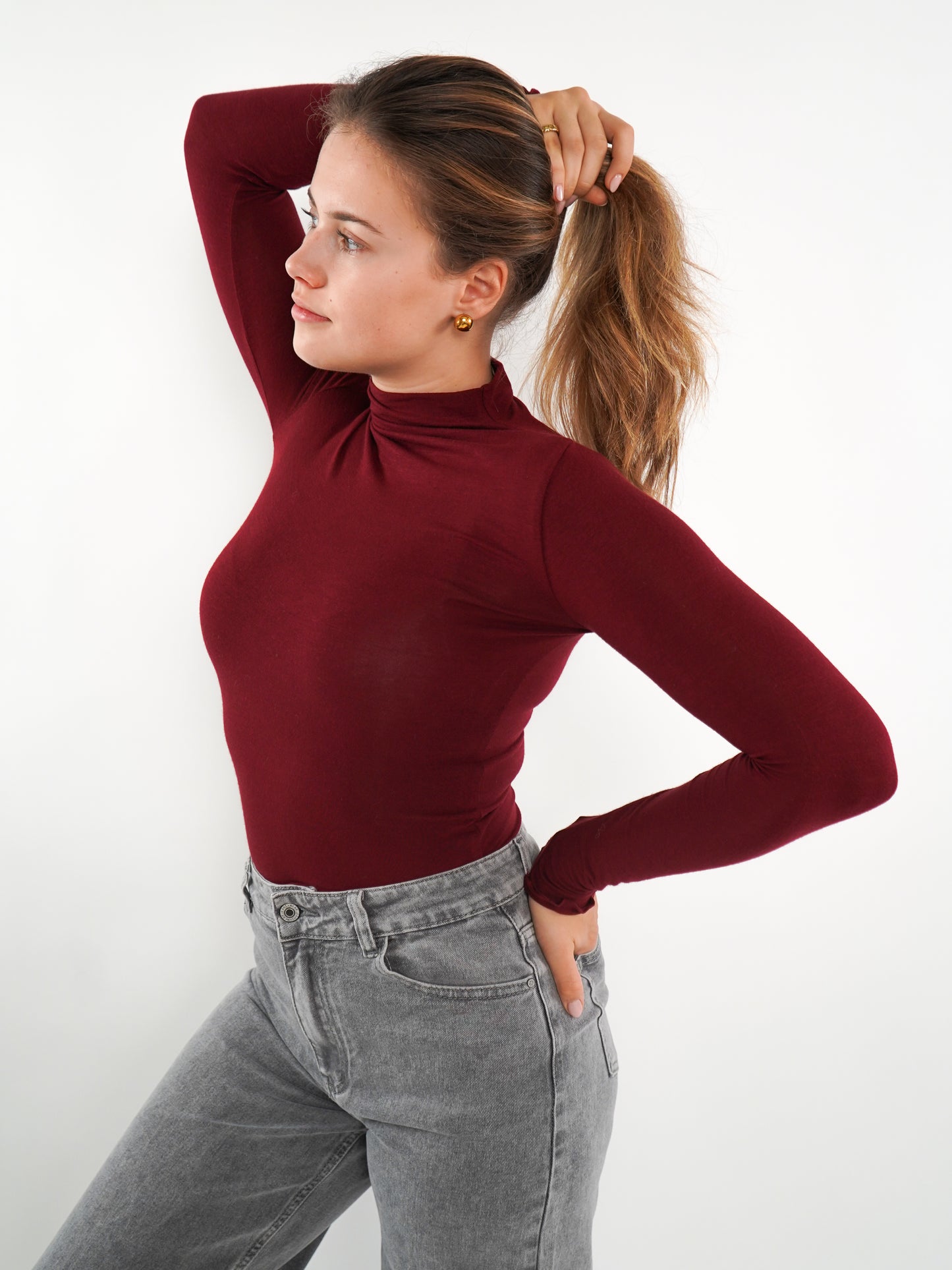 Essential Seamless high-neck Longsleeve - Dark Berry