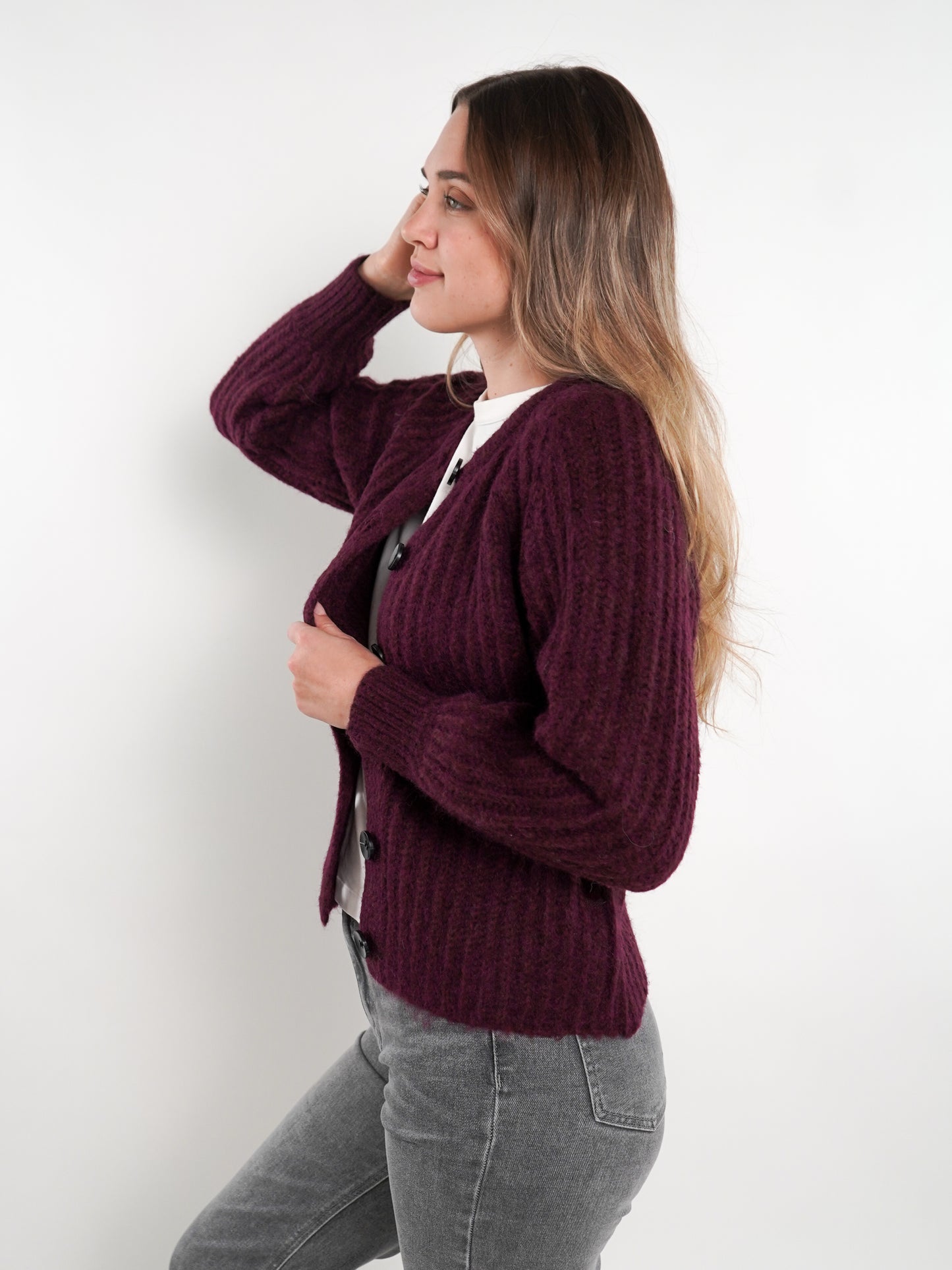 Strickjacke Ylva - Bordeaux