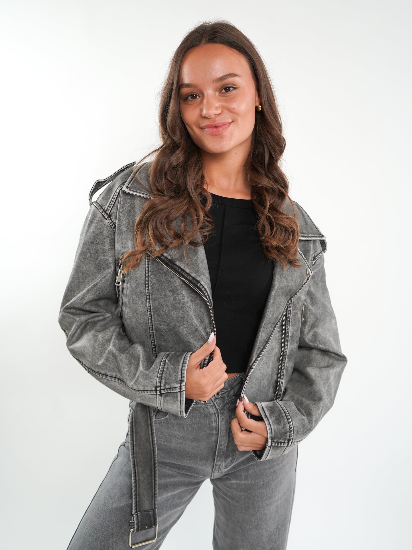 Wild Soul Leather Jacket - Washed Grau