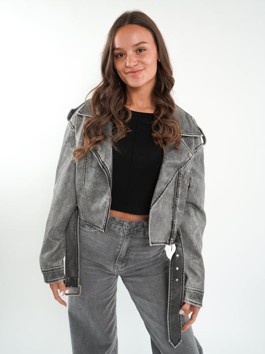 Wild Soul Leather Jacket - Washed Grau