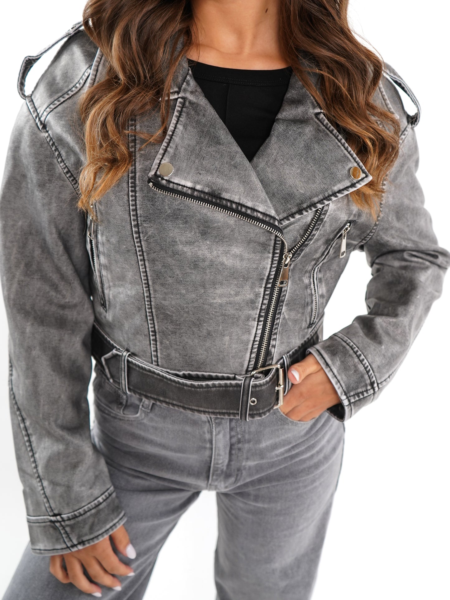 Wild Soul Leather Jacket - Washed Grau