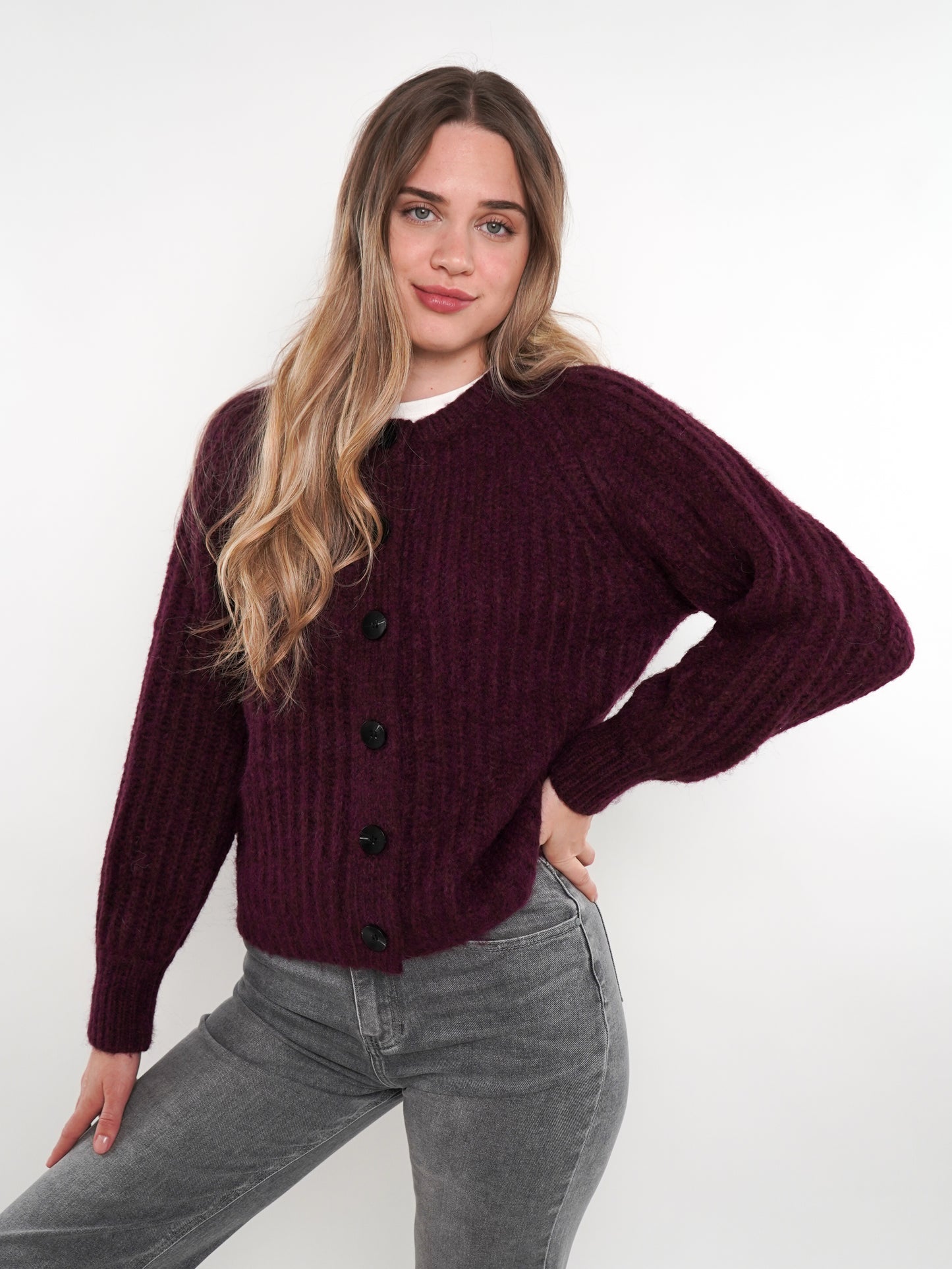 Strickjacke Ylva - Bordeaux