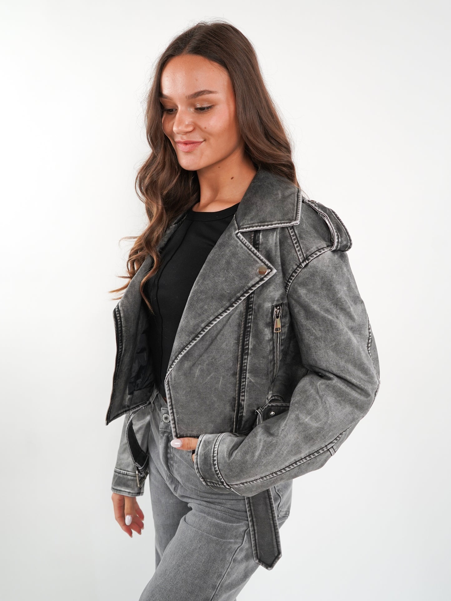 Wild Soul Leather Jacket - Washed Grau