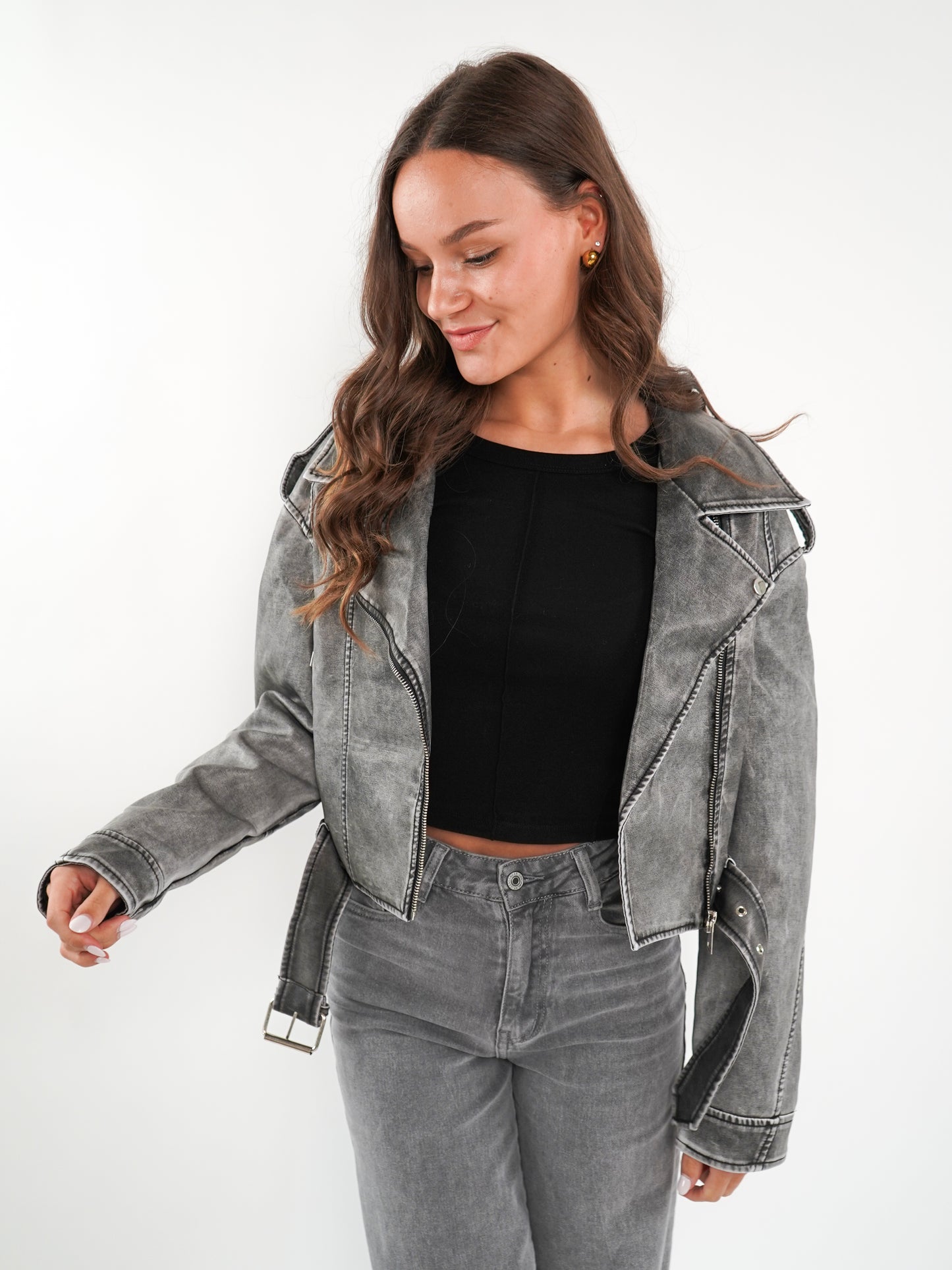 Wild Soul Leather Jacket - Washed Grau