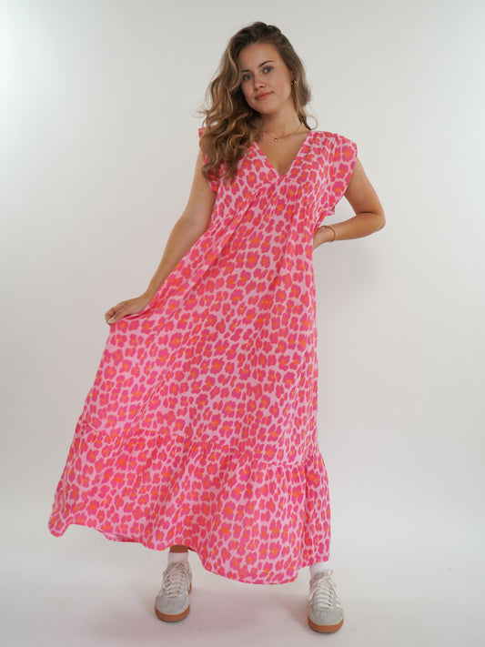 Musselin Midikleid Wilma - Leo Pink