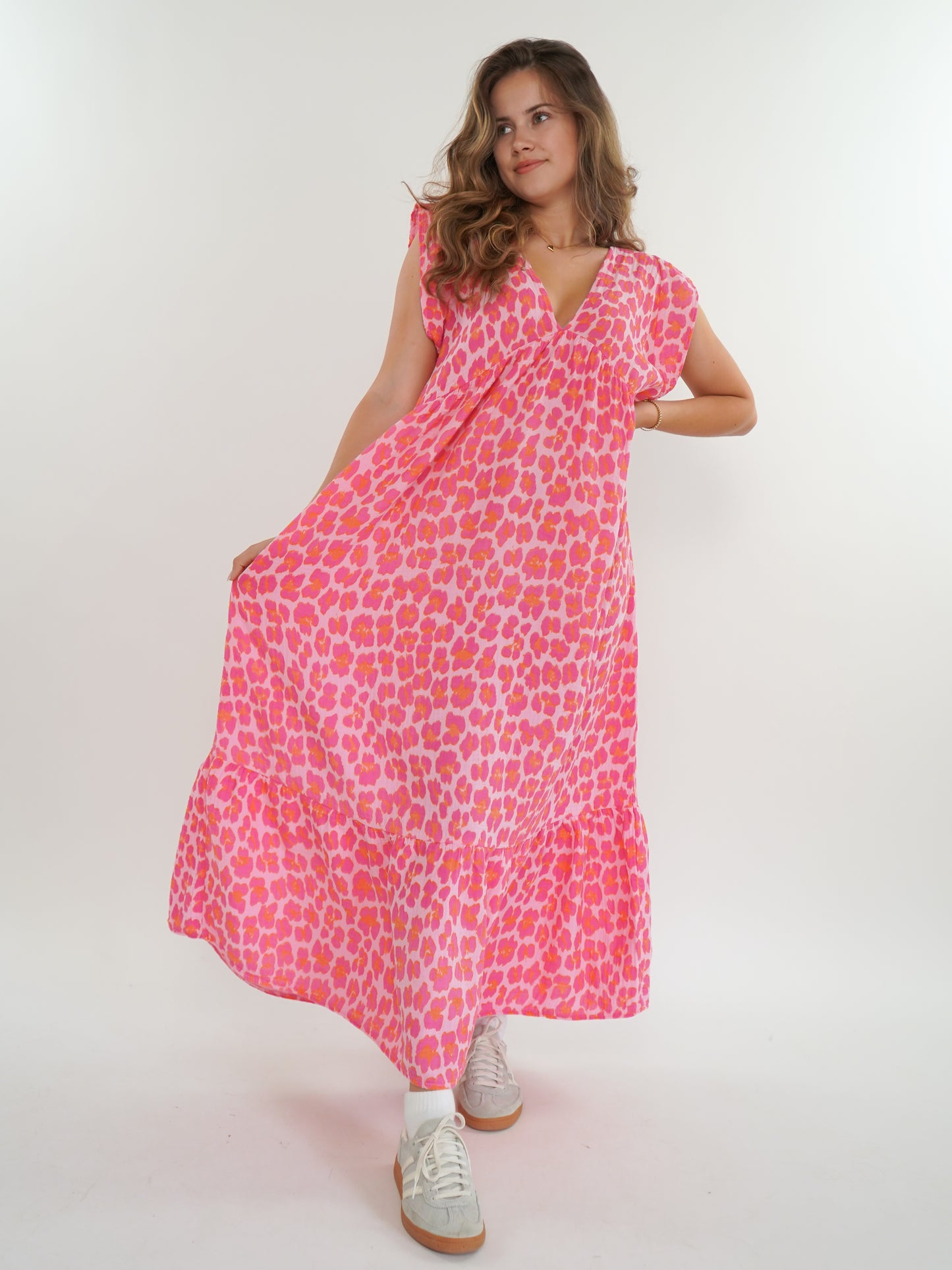 Musselin Midikleid Wilma - Leo Pink