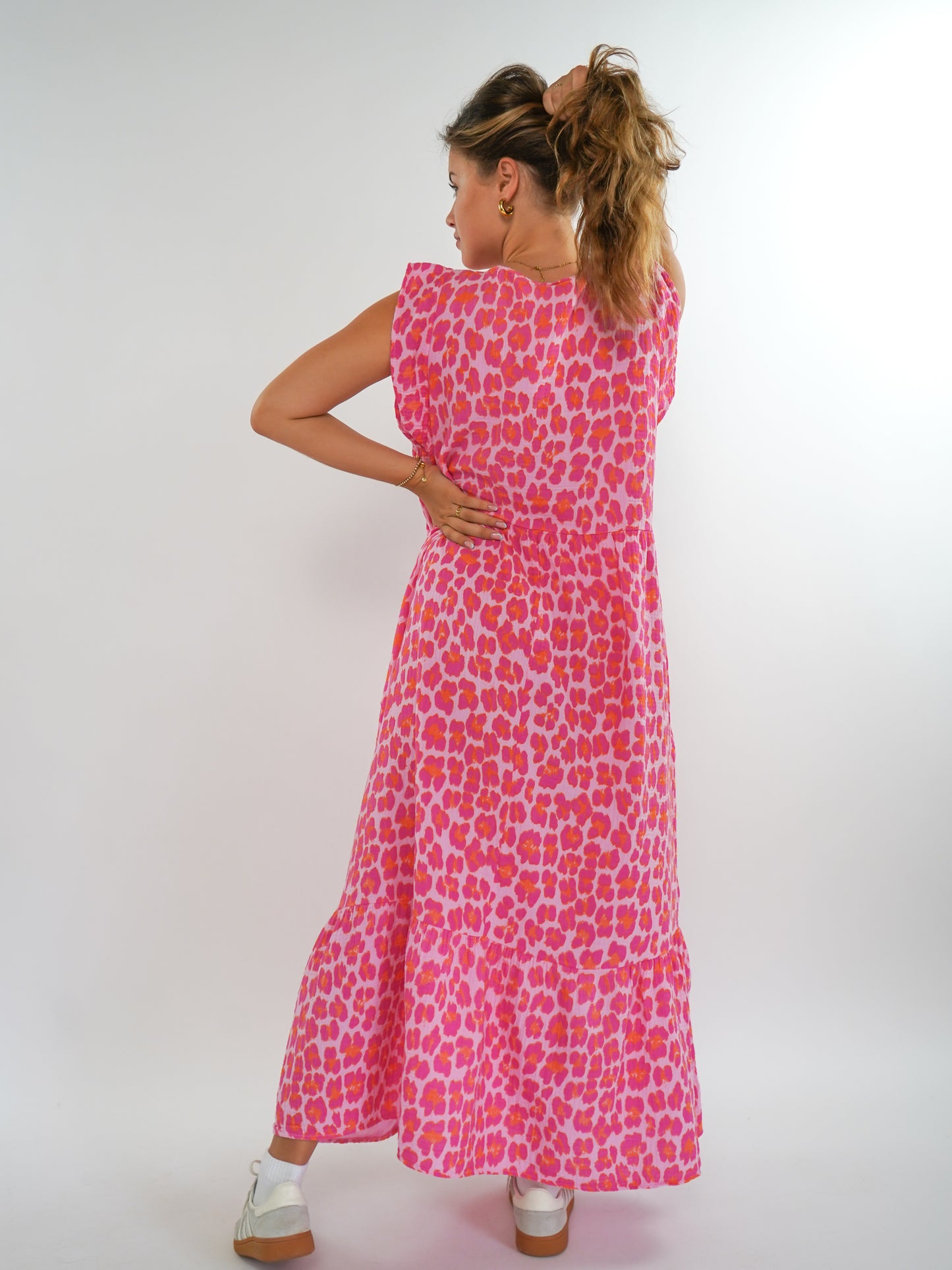 Musselin Midikleid Wilma - Leo Pink