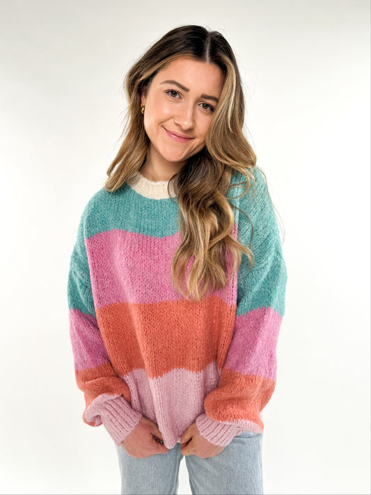 Rainbow Hues Cozy Knit - hellblau rosa