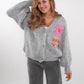 HAPPY VIBES Strickjacke - Grau