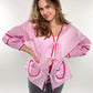 Full of Love Cardigan kariert rosa