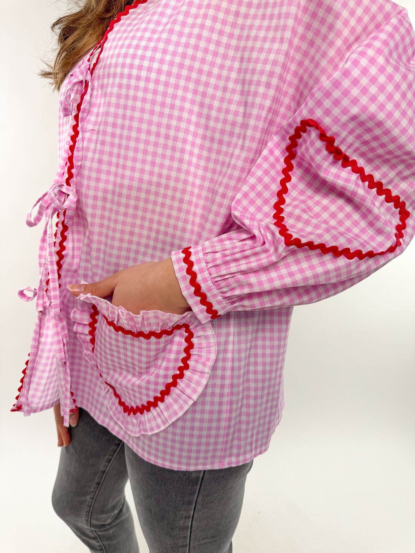 Full of Love Cardigan kariert rosa